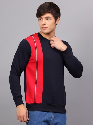 Image of Ben Martin Men's Round Neck Regular Fit Full Sleeve Side Penal Contrast Cotton Polyester Sweatshirt