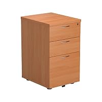 Office Hippo Heavy Duty Pedestal Filing Cabinet, File Cabinet, Office Cabinet with Anti-Tilt Mechanism, Lockable Filing Cabinet, Versatile Under Desk Office Storage - Beech, 3 Drawer