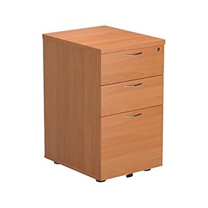 Office Hippo Heavy Duty Pedestal Filing Cabinet, File Cabinet, Office Cabinet with Anti-Tilt Mechanism, Lockable Filing Cabinet, Versatile Under Desk Office Storage – Beech, 3 Drawer
