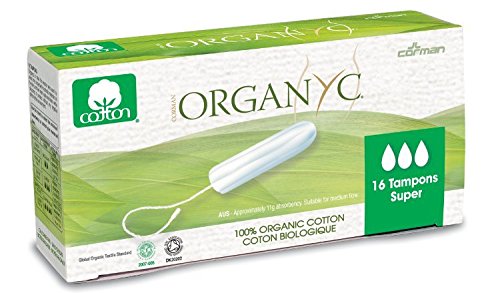 Organyc100% Organic Certified Cotton Tampons for Abundant Bleeding - 1 Pack x 16 Count