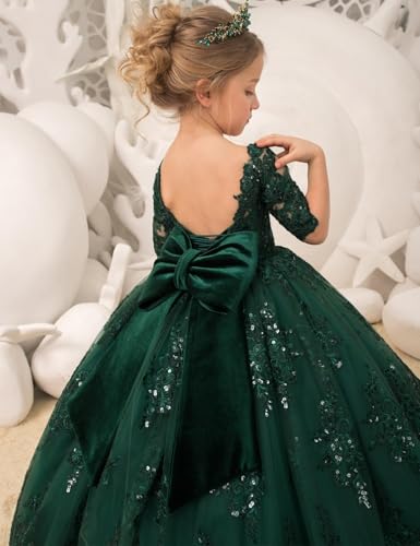 Sequins Lace Appliques Flower Girl Dress Tulle Tutu Pageant Dress Party Gowns for Girls First Communion Dress for Teen Girls3