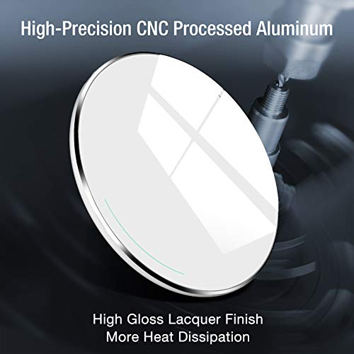 Image of TOZO W1 New Anti-Slip Aircraft-Grade Aluminum Wireless Charger 15W Max Fast Wireless Charging Pad Compatible with iPhone 17 /17 Pro /17 Pro Max /Air /16 /15 /SE Series, Samsung Galaxy S25 /S24, Matte Silver