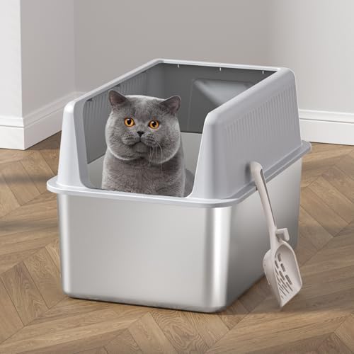 Arenero para gato de acero inoxidable XL con tapa miniatura 6