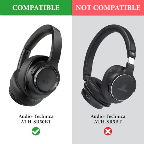 Almohadillas de repuesto Geekria para auriculares Audio-Technica ATH-SR50BT (no compatibles con ATH-SR5BT), cojines para orejas, piezas de reparación (negro) miniatura 5