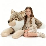 BENINY Giant Wolf Stuffed Animal 30', Super Soft Pillow Plush Toy, Big Fluffy Plushie Gift for Birthdays & Christmas
