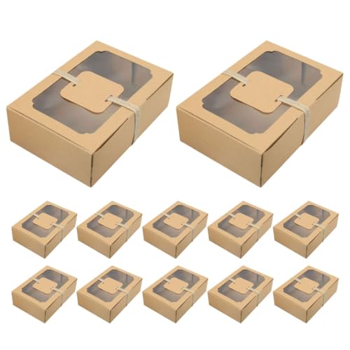 TIDTALEO 1Set Kraft Cookie Boxes with Window Bakery Boxes for Cupcakes Pastries and Treats Packaging for Birthday Parties and Events