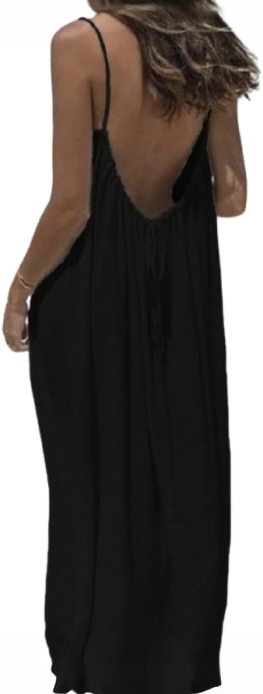 Womens Summer Casual Sleeveless Backless Cami Dress for Beach 2025 Vacation