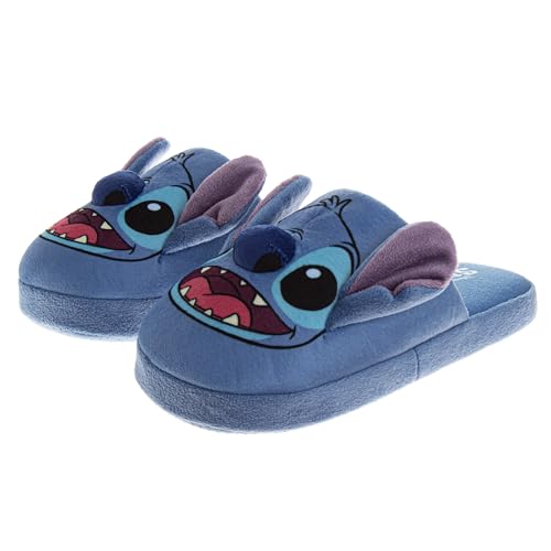 Disney Lilo and Stitch Boys Girls Slippers House Shoes Plush, Cozy, Kids Slippers, Blue (Size 11-12 Little Kid)