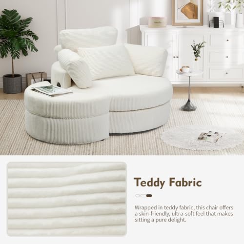 Sillón Giratorio Oversized Blanco con Otomán miniatura 4