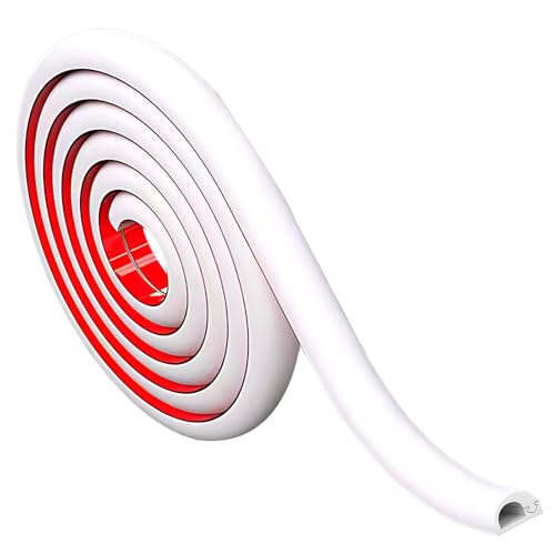 Canaleta para Cables Adhesiva de Pared de 2 Metros, Protector de Cables Flexible en PC para Organización de Cables de TV para Sistema y Oficina, 10mm (Ancho) x 10mm (Alto), Color Blanco
