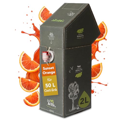 JuiceBox Sirup Light - 2 Liter ergeben 52 Liter antrinkfertiges Getränk langanhaltend pflanzenbasiert köstlich & kalorienbewusst (Sunset Orange)