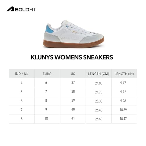 Image of Boldfit Sneakers for Woman Faux Leather Casual Shoes with Soft Cushion Insole, Lace-Up Eveyday Wear Footwear Women Sneakers Shoes Klunys Elite