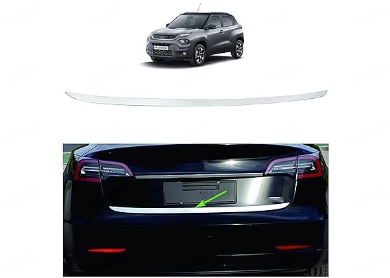 Car Dicky/Diggi/Boot Garnish Chrome Stainless Steel Suitable Tata Punch (2021-2023)-image-35