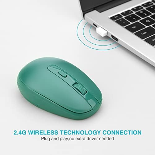 Wireless Mouse for Laptop, RM700 Chromebook Mouse with 2.4G USB Nano Receiver,3 Adjustable DPI Levels(1600-2400-3200) Silent Mouse for Laptop, Desktop, Notebook PC, Windows 8/9/10, Chromebook (Green)