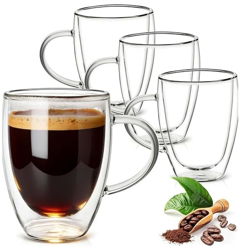 Reviews de Tazas de café , listamos los 10 mejores. 42 Tazas de Café:Taza de Expresso Premium - Juego de 4 Vasos de Café de Vidrio Transparentes Doble pared Con Asa-Tazas Café con Leche para Cappucchino Espresso Té Café(350ml)