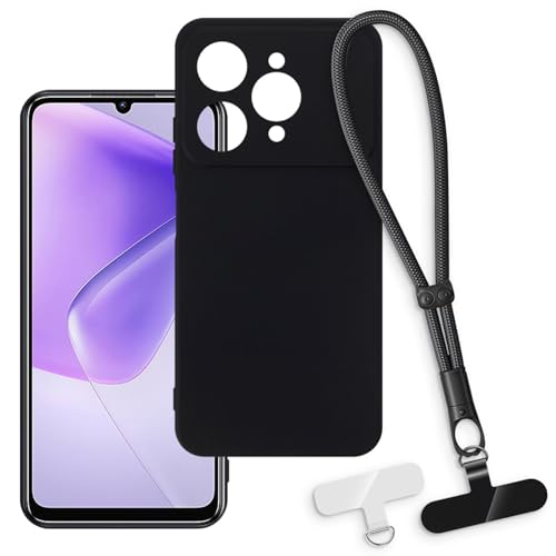 OAGELIM 2-in-1�ی�P�[�X�ƃ��X�g�X�g���b�v Oukitel C6 2025 �Ƃ̌݊������� ���O���\�ȃ��j���[�h�t���d�b�J�o�[�A����~�ߕ����h�~�O���b�v�n���h�� (�u���b�N + �u���b�N)