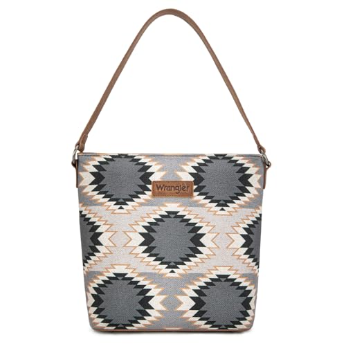 Wrangler Western Hobo Bag for Women Aztec Canvas Shoulder Bag with Wide Strap