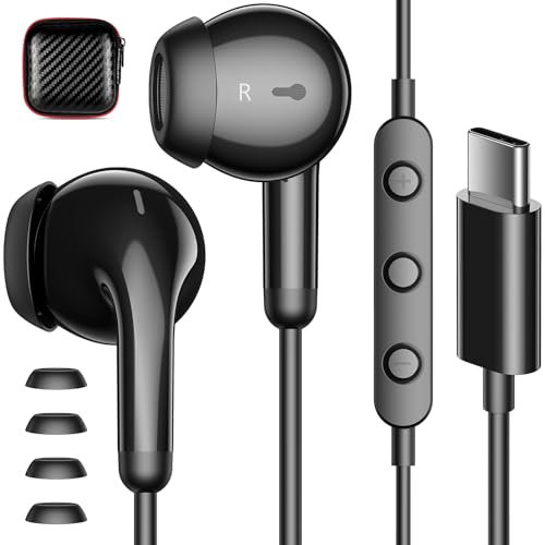 Image of APETOO USB C Headphones for iPhone 17 16 15 Pro Max, Wired Earbuds with Mic