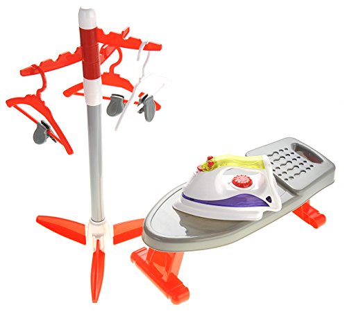 PowerTRC Little Helper Ironing Playset | Toy Ironing Board | Clothes Rack