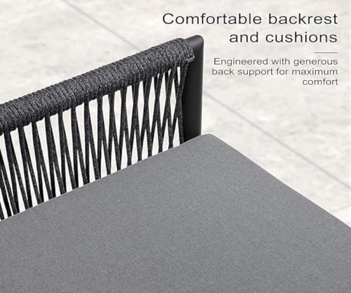 Image of 4 Seater Indoor Outdoor Rope Woven Patio Conversation Set Powder-Coated Iron Frame Handwoven Weaving Rope Modern Sofa for Balcony,Backyard,Living Room,Waterproof Furniture(Grey)
