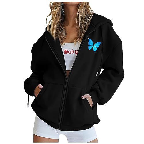 Sxiwei Sweatjacke Mädchen - Kapuzenpullover Mit Schmetterlingsdruck