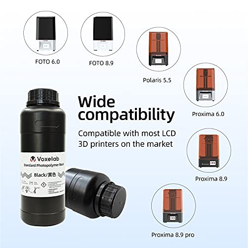 Voxelab 3D Printer Resin, Lcd Uv-Curing Resin, Tough & Rigid 3D Resin With 405Nm Standard Photopolymer For Lcd 3D Printing(0.5Kg,Black) #TOP2