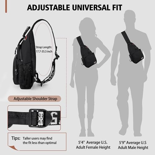 Image of Geestock Convertible Sling Bag for Women Men, Lightweight Crossbody Backpack Daypack Chest Bag Fit 7.9 inch Tablet for Travel, Sport, Hiking & Commute, Black, 7.09inx3.15inx12.60in