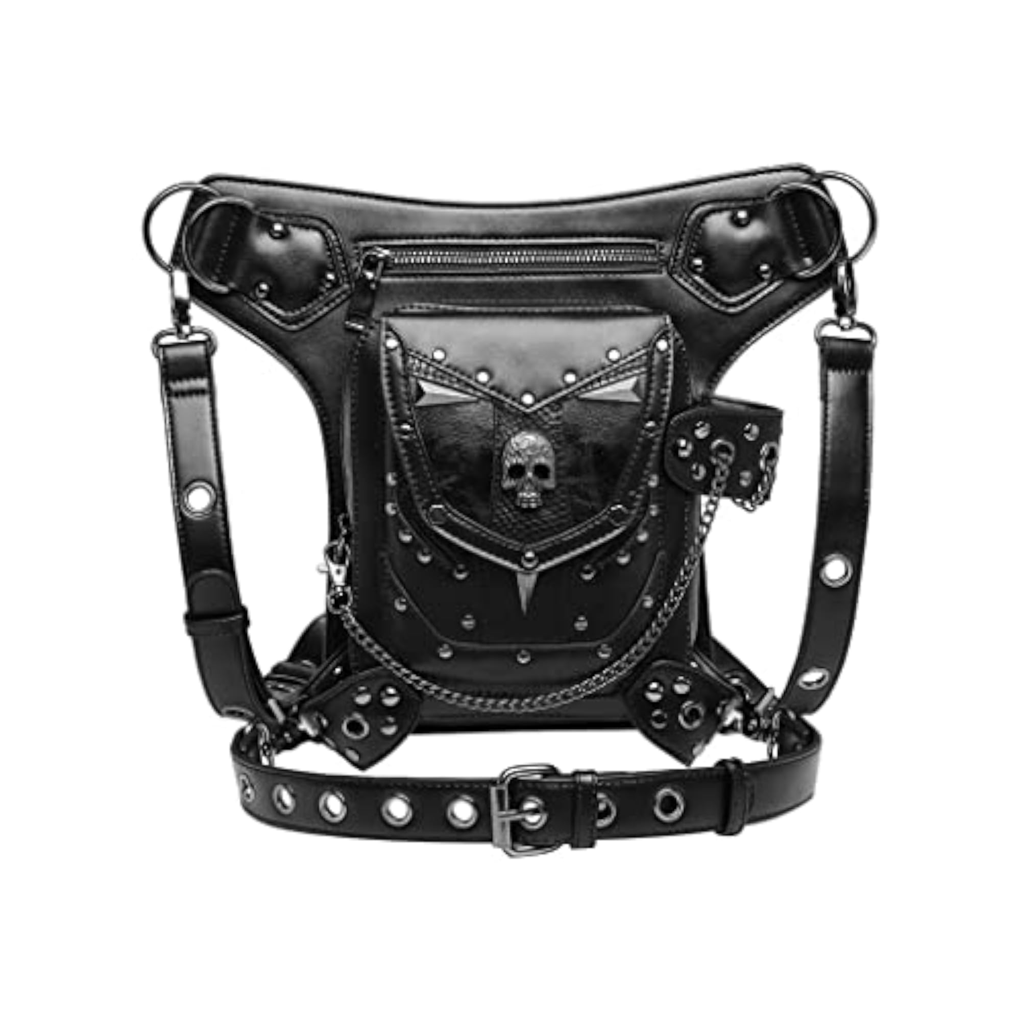 Gothic Steampunk Skull Thigh Hip Belt Bag, Unisex