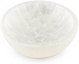 AROMASENSES | Medium Natural Selenite Bowl | Bowl for Minerals, Jewelry & Crystals | Spiritual Decoration, Reiki & Meditation
