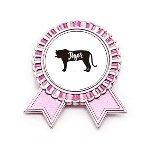 Broche tigre noir et blanc en métal rose taille M pour veste