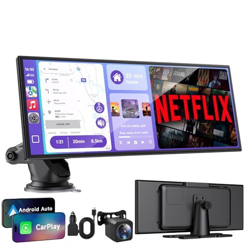 Car Play Screen for Apple CarPlay & Android Auto with 1080P Backup Camera, 10.25" IPS HD Smart Screen with OTA, Mirror Link, Bluetooth 5.2, Voice Control, Music Play, GPS Navigation, FM