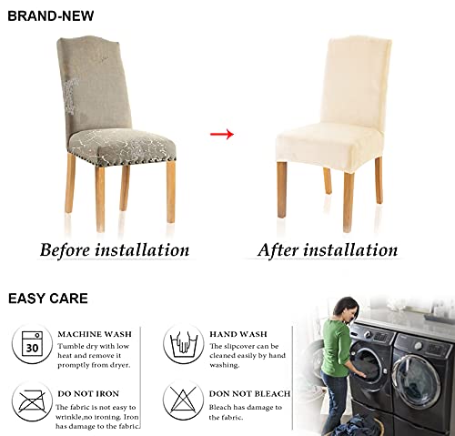 Tianshu Velvet Chair Covers For Dining Room Set Of 4, Soft Plush Dining Chair Slipcover, Stylish Removable Dining Room Chair Cover, Antislip Kitchen Chair Covers (4 Pack, Ivory) #TOP6