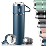 Stainless Steel Water Bottle, Insulated Travel Mug with Leakproof Cup Lid & Handle, 500ml Double Walled Vacuum Flask, Coffee Cup Drink Bottle Keep 12h Hot & Cold for Gym Home Office Outdoor, Blue