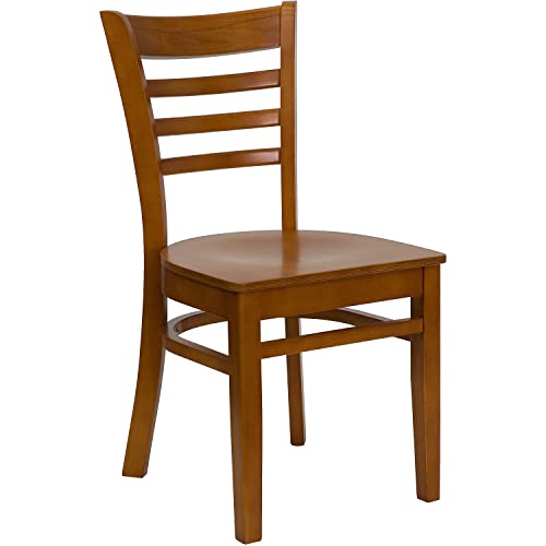 Image of Flash Furniture 2 Pack HERCULES Series Ladder Back Cherry Wood Restaurant Chair