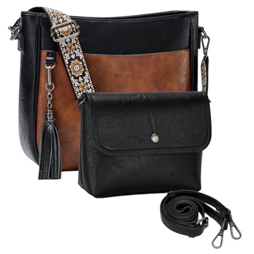 Image of 2PCS /Set Crossbody Bags for Women,Vegan Leather Hobo Purse Wallet For Women Set,Shoulder Bags With 2 Adjustable Strap