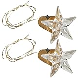 TOYANDONA 2 Stück LED Flaschenleuchten mit Flaschenkorken Sternförmige Kupfer Lichterkette Batteriebetriebene Dekoration für Weinflaschen Party und Weihnachtsbeleuchtung