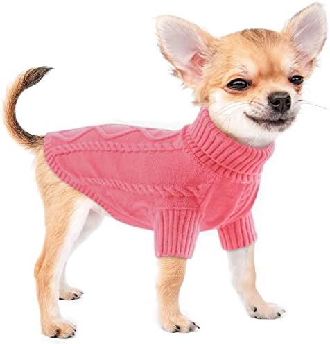 Fleece Dog Sweater Warm Puppy Clothes, Turtleneck Knit Cat Sweater Large Size, Pullover Christmas Holiday Pet Outfits Apparel, Green XL