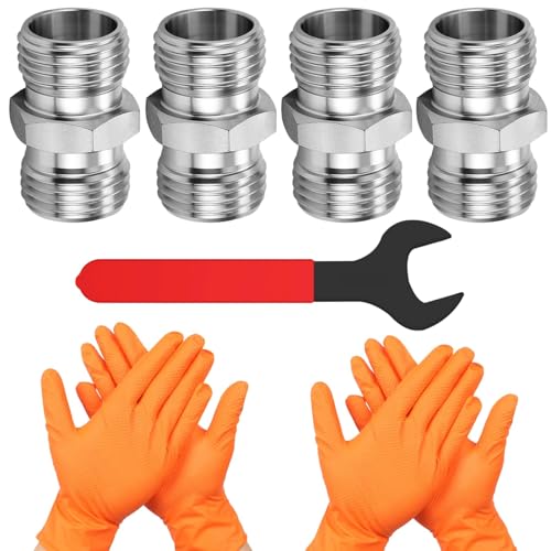Image of 4Pcs M14 to M16 Hydraulic Fitting Adapters, Mini Excavators Carbon Steel Thread Connector, Compatible with AGT, FF Industries, VICSEC. Replaces Part #115757. Perfect for Hydraulic Thumbs & Attachments