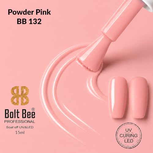 Image of BOLT BEE 15ML Gel Nail Polish 1Pc Clear Pink Glitter Nail Polish Soak Off UV LED Nail Gel Polish Nail Art Starter Manicure Salon DIY at Home, 0.5 OZ (1) (132)