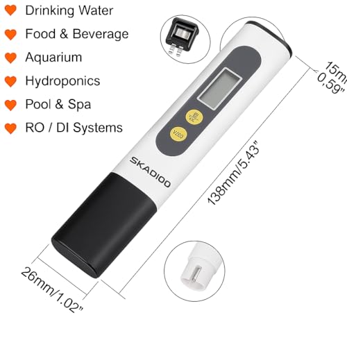 Image of SKADIOO TDS Meter for Water Testing, Digital TDS Meter, Water TDS Meter Digital for Home, Water Testing Kit, Water Hardness Test Kit for Measuring Tds and Ppm for Drinking Water, Swimming pool