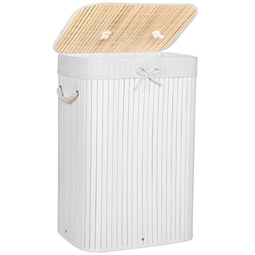 SPRINGOS - Panier à linge en bambou avec poignées - 72 l - Pliable - Pour buanderie, salle de bain