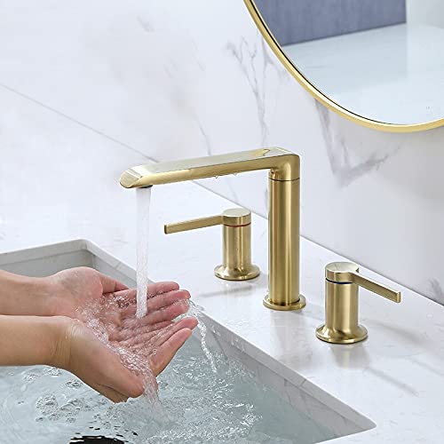 Robinet de lavabo salle de bain or brossé 3 trous
