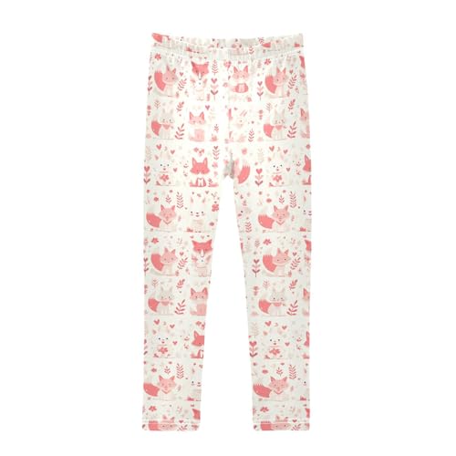 KLL Cute Fox Pattern Foxy Endless Toddler Girls Active Leggings Stretch Full Length Workout Pants Running