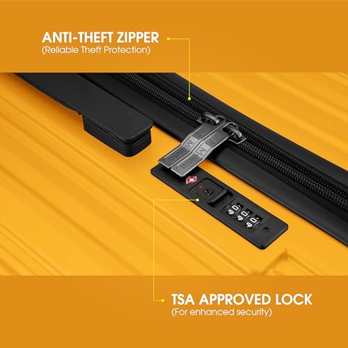 Image of Maleta Nova Check-in Medium | 65 cms, 8 Spinner Wheels | Hardside,Premium Material |TSA Lock, Medium Size Trolley Bags for Luggage| Travel Bag | Suitcase for Travel (Yellow, Check-in Medium)