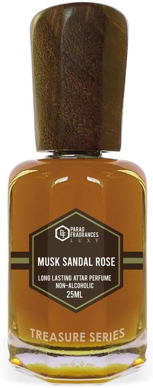 Musk Sandal Rose Attar 25Ml / Treasure Series/Natural & Long Lasting Fragrance/Attar Perfume/Ittar For Men/Non Alcoholic Attar For Pooja, Worship & Personal Perfume