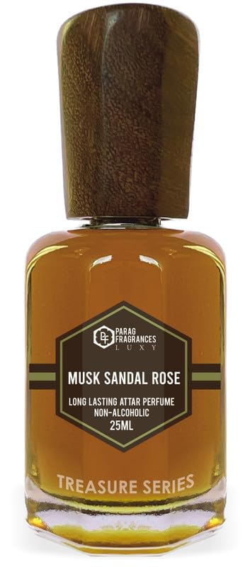 Parag Fragrances Musk Sandal Rose Attar 25Ml / Treasure Series/Natural & Long Lasting Fragrance/Attar Perfume/Ittar For Men/Non Alcoholic Attar For Pooja, Worship & Personal Perfume