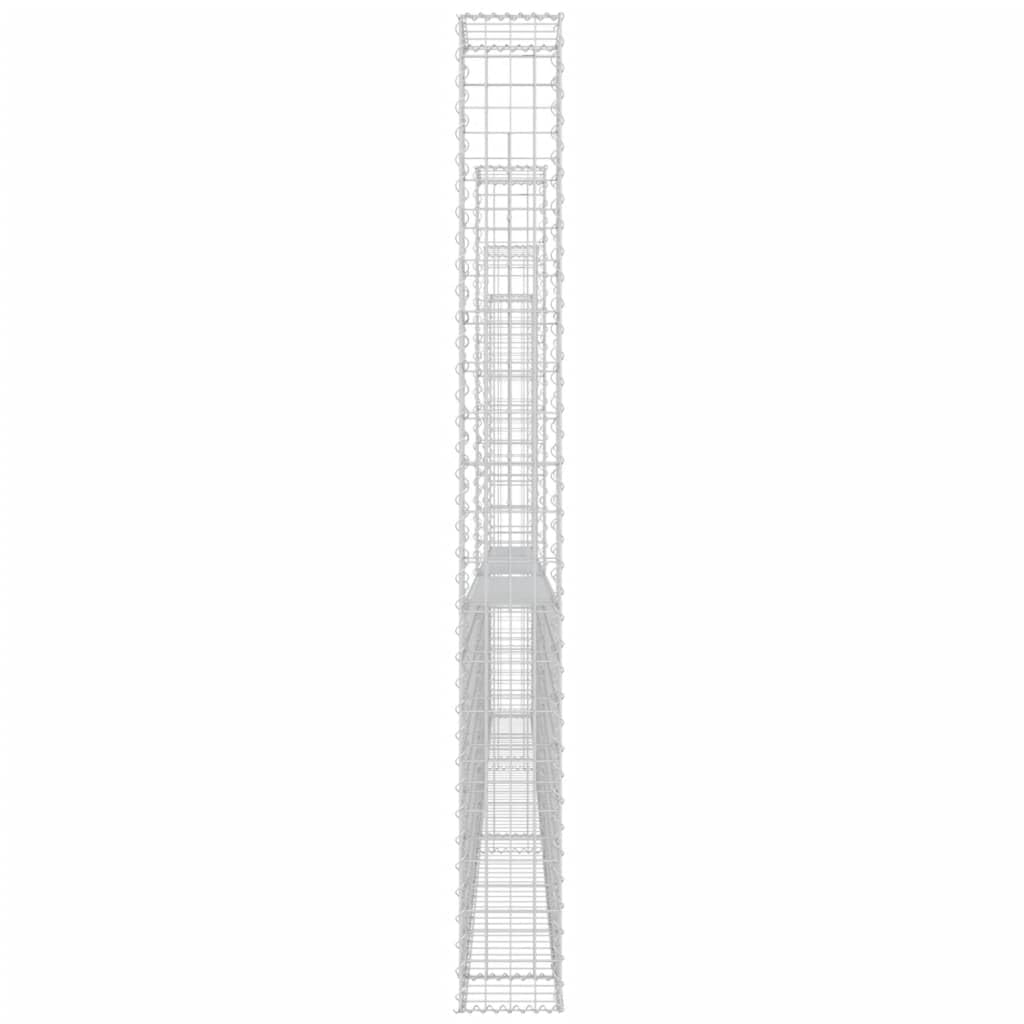 vidaXL Gabionenkorb U-Form mit 4 Säulen Eisen 380x20x200 cm