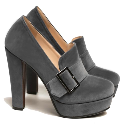Image of SHODENSE Women Vintage Chunky Platform Loafers Pumps Tassel Round Closed Toe Slip On Suede Block High Heel Dress Loafer Shoes Buckle Strap Oxford Loafers Fringe Pump Dressy Chic Sexy Y2k 4-11 M US