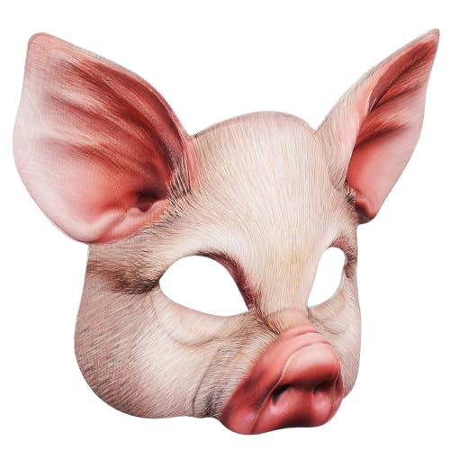 Masque de cochon demi-visage pour incarner un animal de la ferme en fête