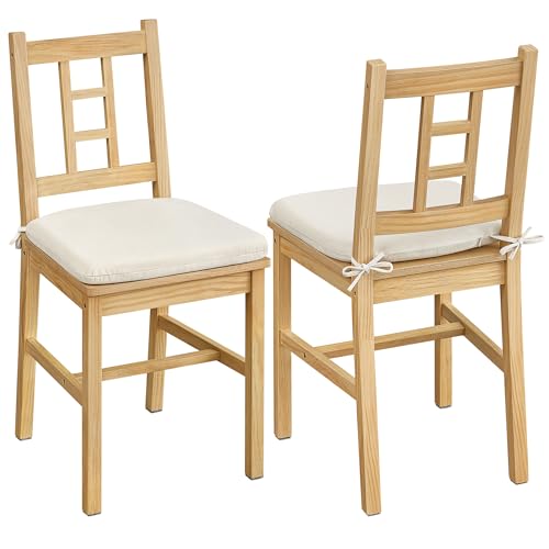 VASAGLE Wooden Dining Chairs, Set of 2, Kitchen and Dining Room Chairs, Removable Cushion, Curved Back, Each Supports 264 lb, Golden Oak UKDC150N01 Golden Oak 2 Pack